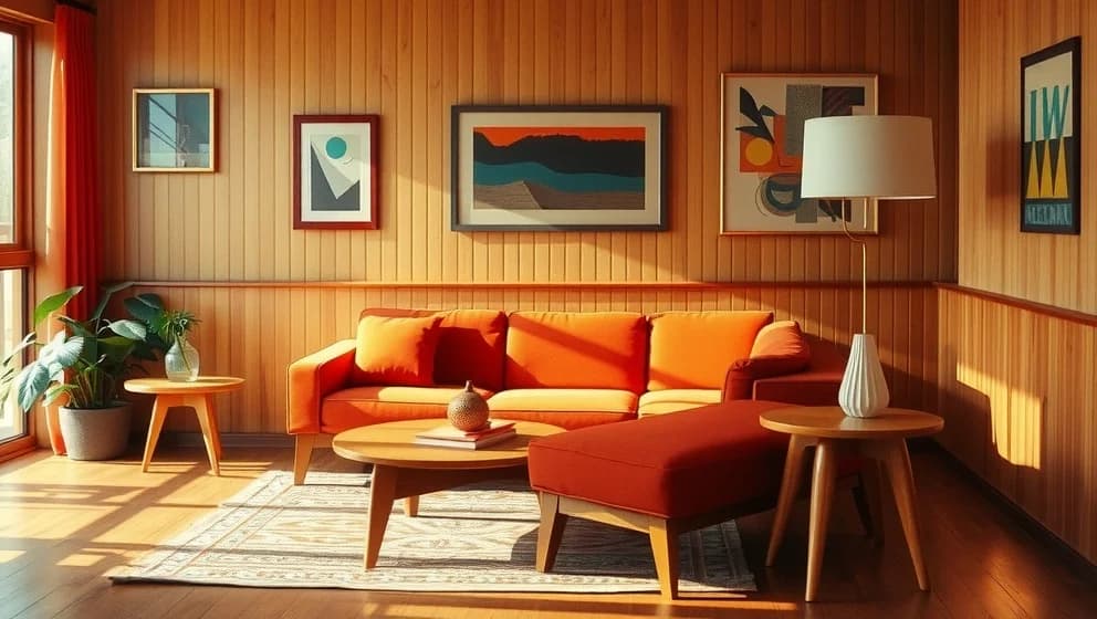 Vackert vardagsrum från 60-talet