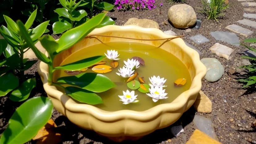 Vattenspegel stort fat trädgård